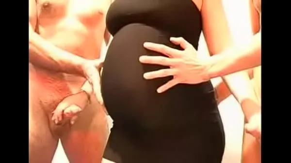 Suuret Pregnant in black dress gangbang megaleikkeet