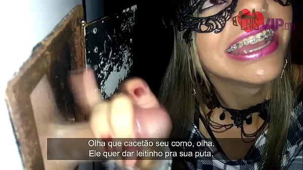 Big Cristina Almeida invites some unknown fans to participate in Gloryhole 4 in the booth of the cinema cine kratos in the center of são paulo, she curses her husband cuckold a lot while he films her drinking milk mega Clips