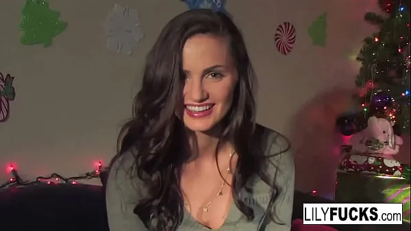Big Lily tells us her horny Christmas wishes before satisfying herself in both holes mega Clips
